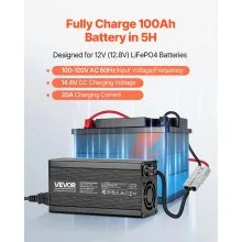 VEVOR 12V 20A Lithium Battery Charger 14.6V AC-DC LiFePO4 Smart Charger for RV