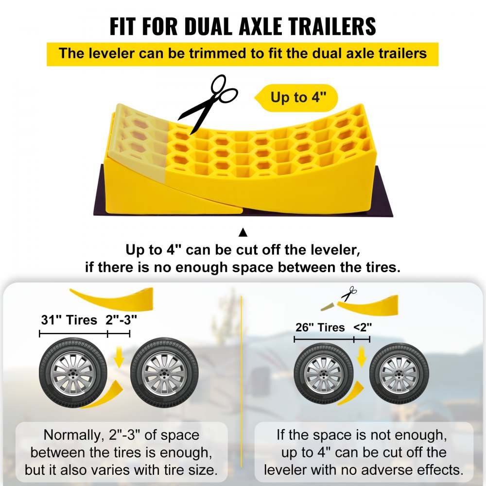 VEVOR Camper Leveler, 2 Pack RV Leveling Blocks, HDPE Curved Levelers,Include 2 Curved Levelers,2 Chocks,2 Rubber Grip Mats,Hold up to 35000 lbs,Fast and Precise Leveling for Camper RV Trailer