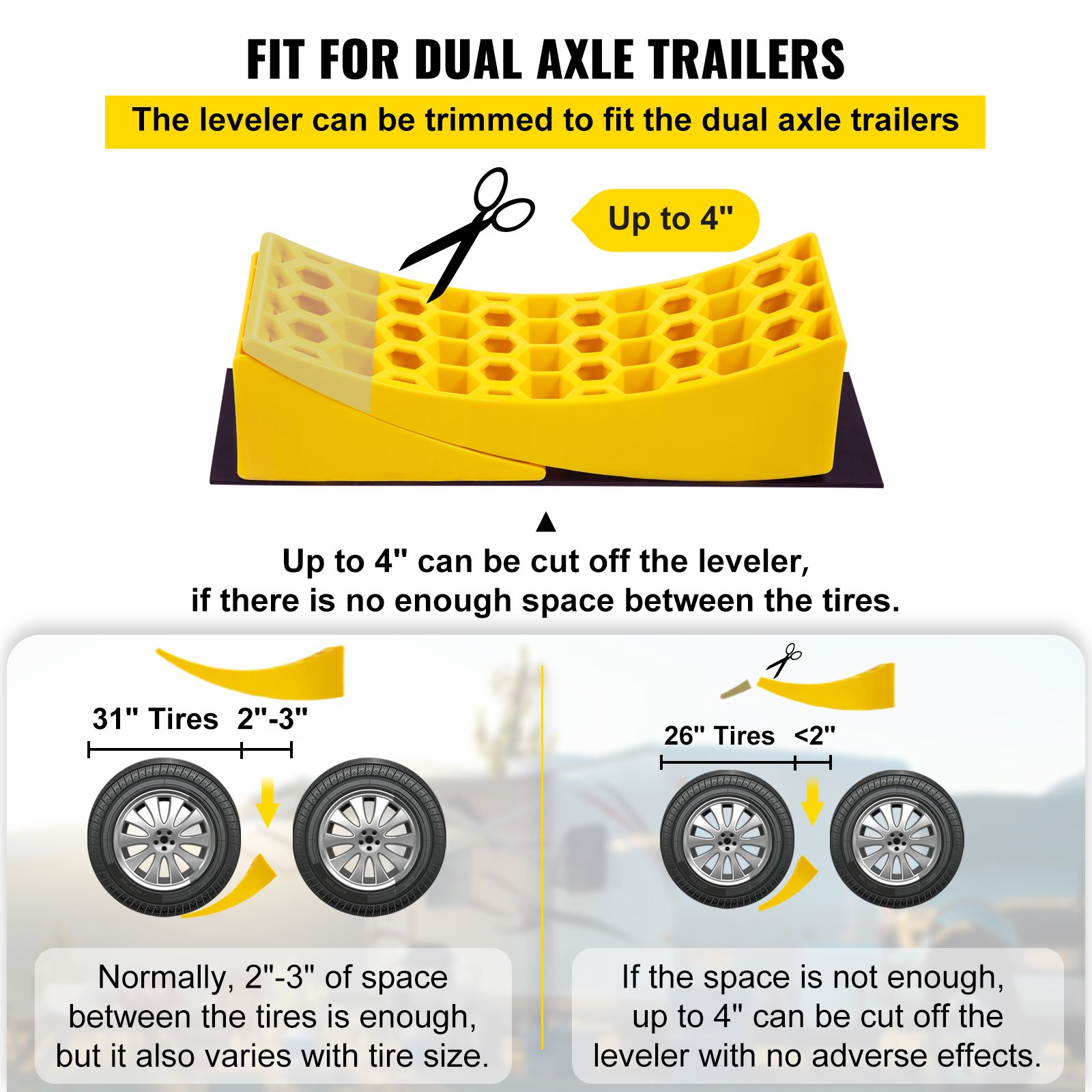 VEVOR Camper Leveler, 2 Pack RV Leveling Blocks, HDPE Curved Levelers,Include 2 Curved Levelers,2 Chocks,2 Rubber Grip Mats,Hold up to 35000 lbs,Fast and Precise Leveling for Camper RV Trailer