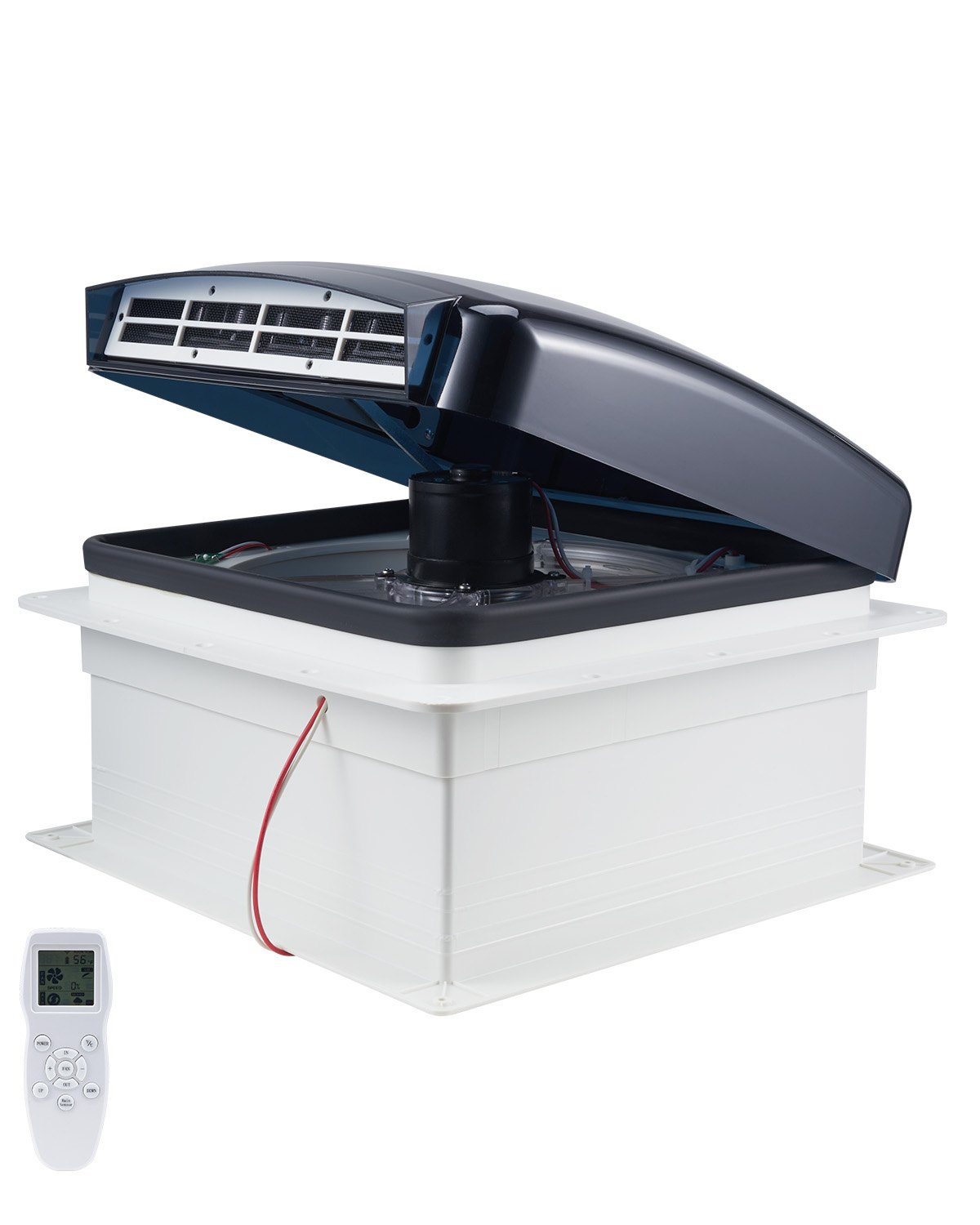 VEVOR RV Vent Fan, 355.6 mm RV Roof Vent Fan 12V, 10-Speed Reversible Fan with Remote Control, Built-in Rain Cover, Power Top Lid,304.8mm Fan Blade,Fits 355.6x355.6 mm Roof Openings