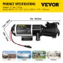 VEVOR RV Macerator Pump, 12V 12GPM Self-priming Water Waste Pumps w/RV Connector & Hose, 16 ft Lifting Height, 60s Dry Run Quick Release, Fresh Water Rinse & Manual Crushing Function, for RV Yacht