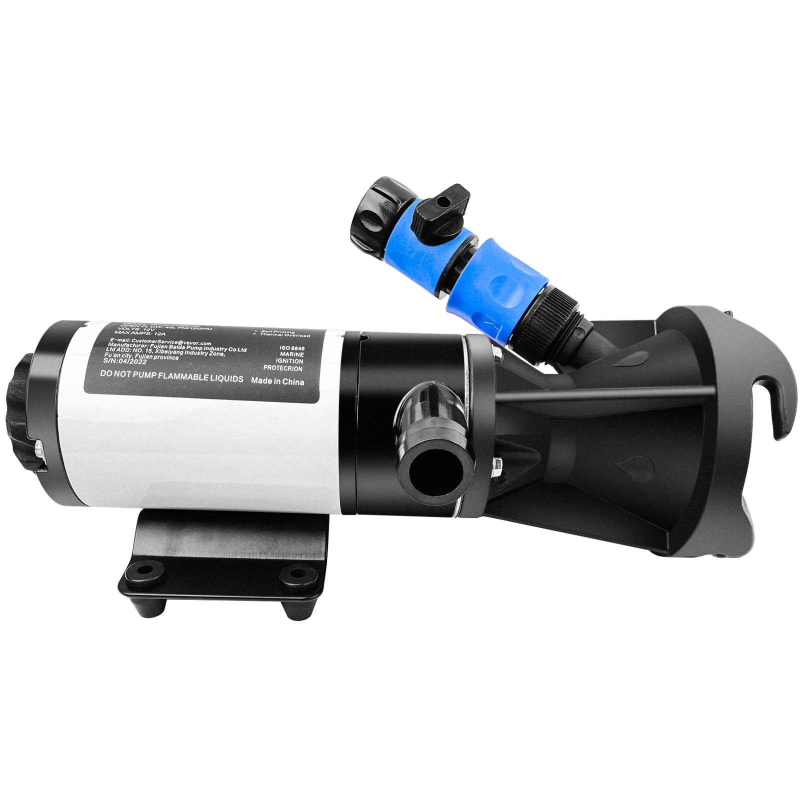 VEVOR RV Macerator Pump, 12V 12GPM Self-priming Water Waste Pumps w/RV Connector & Hose, 16 ft Lifting Height, 60s Dry Run Quick Release, Fresh Water Rinse & Manual Crushing Function, for RV Yacht
