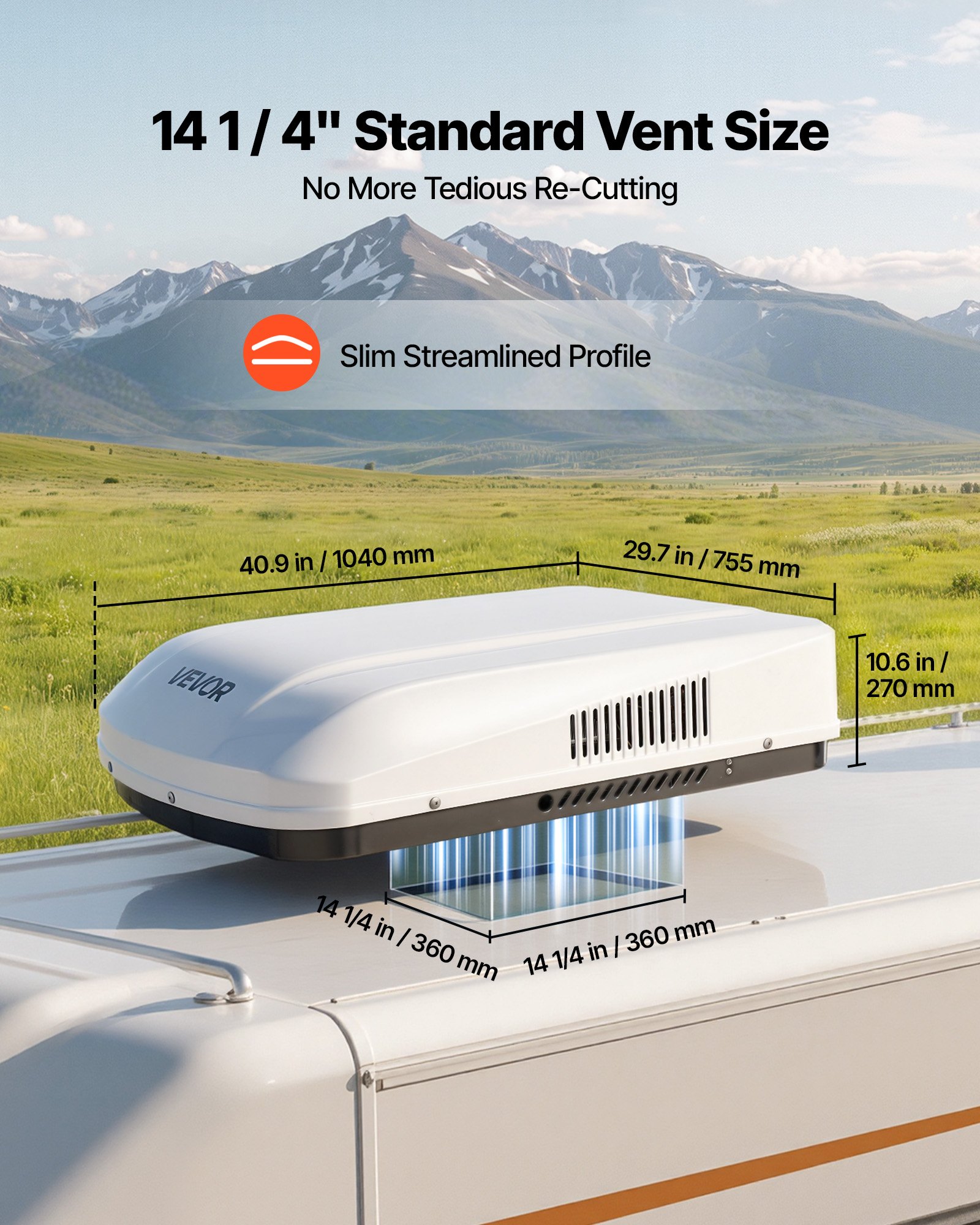 VEVOR RV Air Conditioner, 3600W RV AC Unit, 220V Non-Ducted Rooftop Air Conditioner with Heat Pump & Cooling, Variable Speed Easy Install Quiet AC Unit with ADB Button Control & Remote Control, White