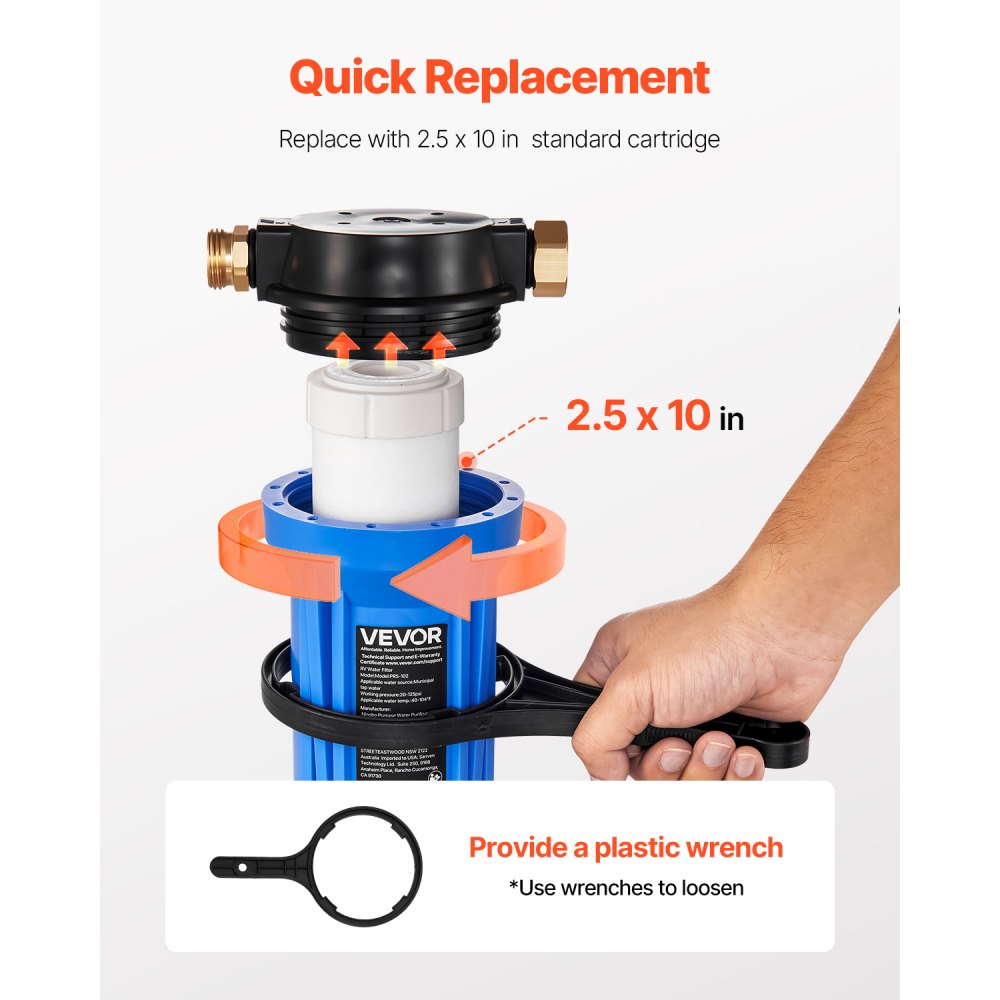 VEVOR RV Water Filtration System, Drinking/Washing Water Filter System for Campers, Remove Sediments, Chlorine, Bad Tastes, Odors, and Most Contaminants, RV Filter for RVs, Boats, Vans