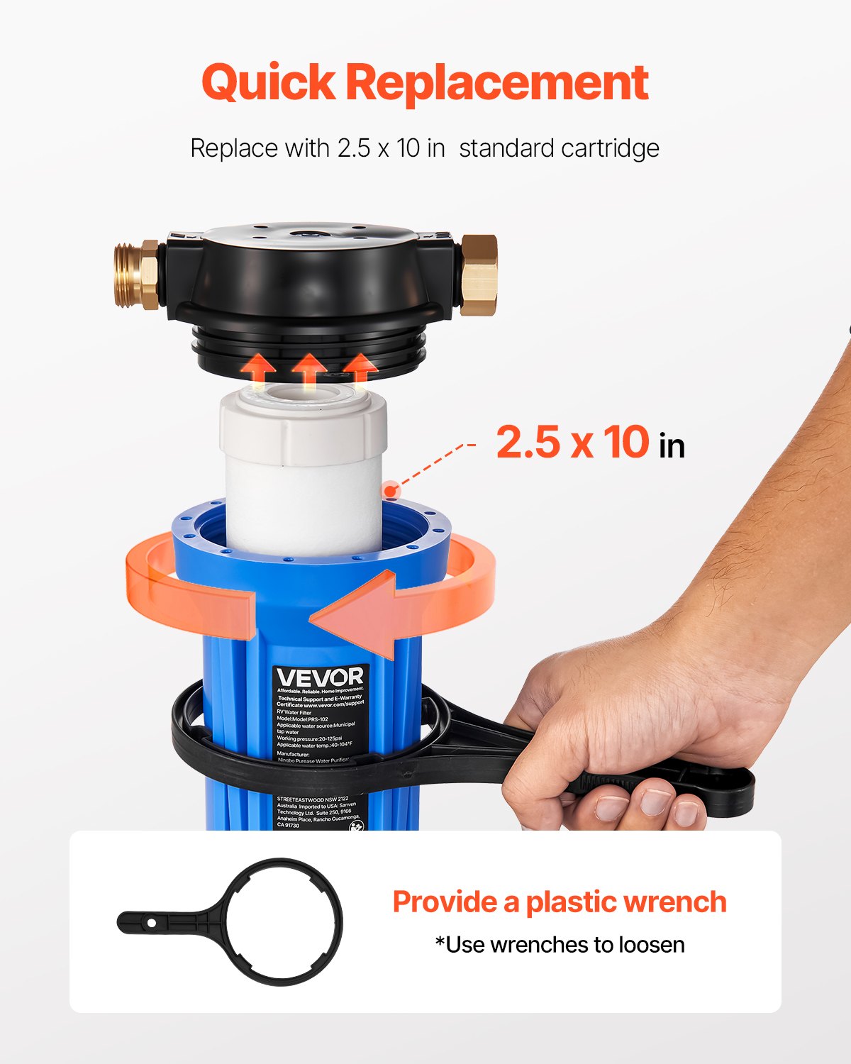 VEVOR RV Water Filtration System, Drinking/Washing Water Filter System for Campers, Remove Sediments, Chlorine, Bad Tastes, Odors, and Most Contaminants, RV Filter for RVs, Boats, Vans