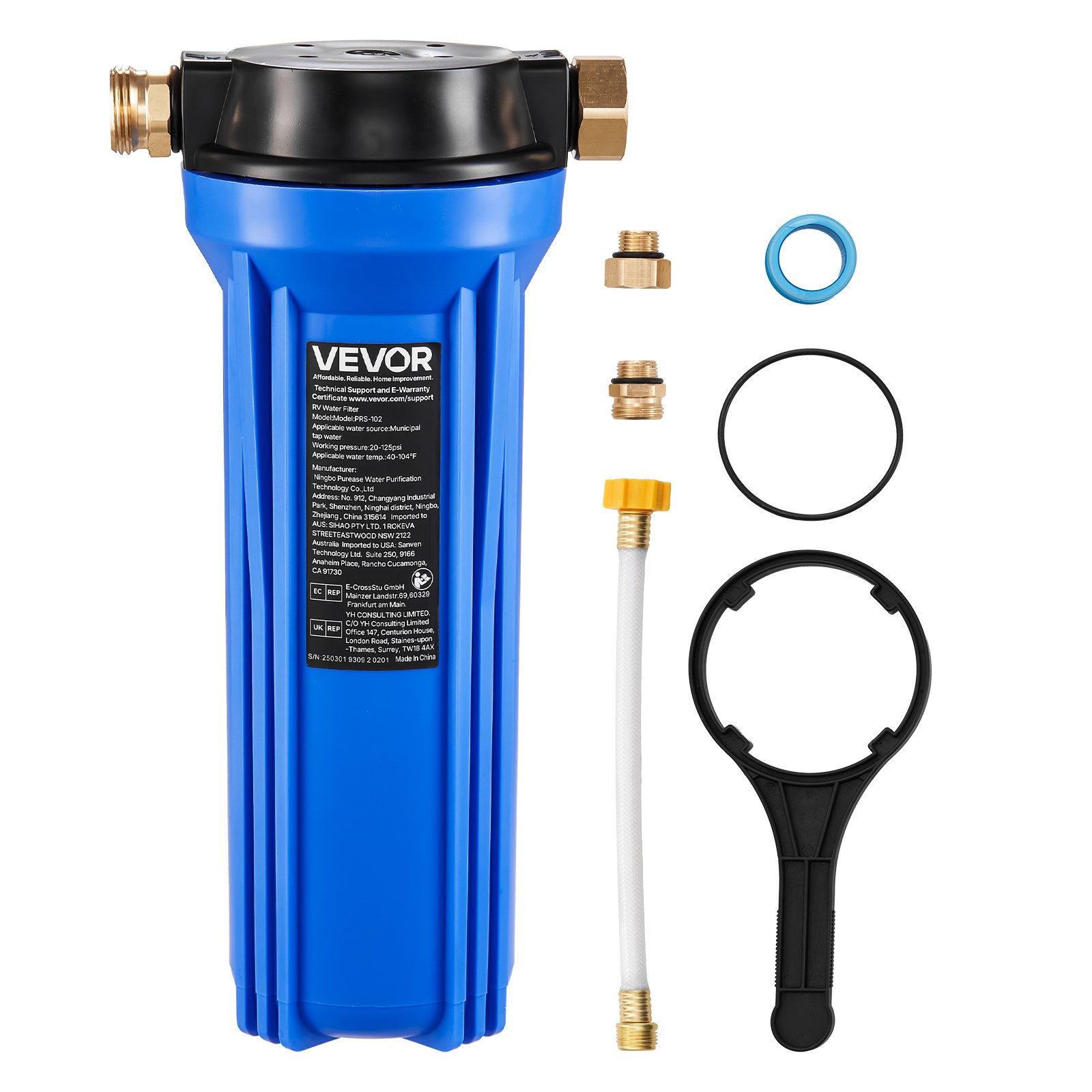 VEVOR RV Water Filtration System, Drinking/Washing Water Filter System for Campers, Remove Sediments, Chlorine, Bad Tastes, Odors, and Most Contaminants, RV Filter for RVs, Boats, Vans