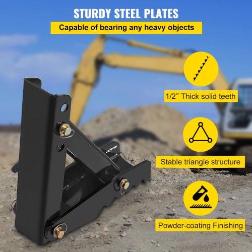 VEVOR 18" Backhoe Thumb, 1/2" Teeth Thickness Heavy Duty Excavator Thumb, Black Steel Weld On Thumb Attachments with 12mm Bolt-On Design Adjustable Mechanical Thumb for Backhoe/Excavator