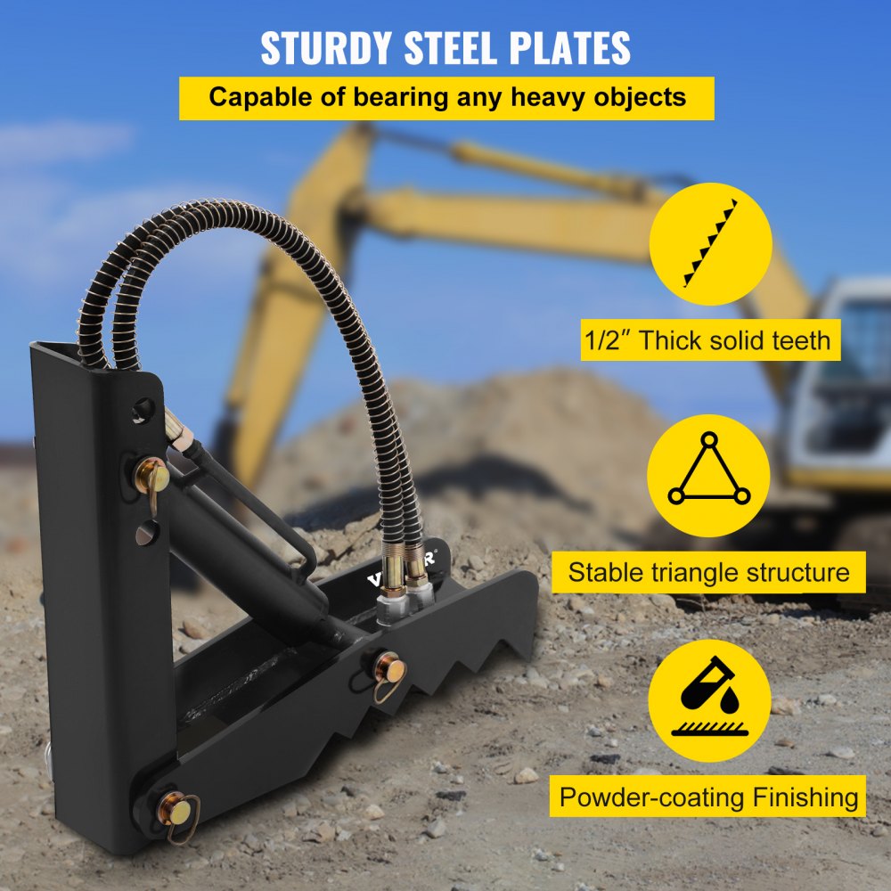 VEVOR Hydraulic Backhoe Thumb, 18 inch 1/2" Thickness Heavy Duty Excavator Thumb, Black Steel Weld On Thumb Attachments with Hydraulic Cylinder, Mechanical Hydraulic Thumb for Backhoe/Excavator