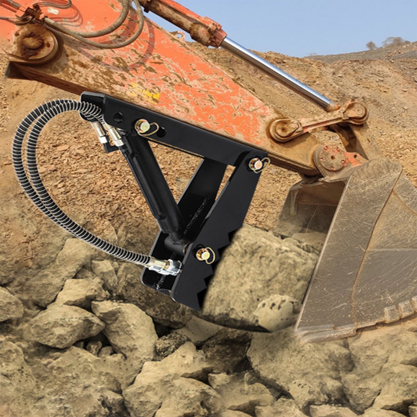 VEVOR Hydraulic Backhoe Thumb, 18 inch 1/2" Thickness Heavy Duty Excavator Thumb, Black Steel Weld On Thumb Attachments with Hydraulic Cylinder, Mechanical Hydraulic Thumb for Backhoe/Excavator
