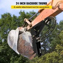 VEVOR 24 inch Hydraulic Backhoe Excavator Thumb Attachments Weld On 1/2in Teeth Thick Steel Plate Assembly 12MM Bolt-On Design with Hydraulic Cylinder