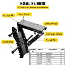 VEVOR 24 inch Hydraulic Backhoe Excavator Thumb Attachments Weld On 1/2in Teeth Thick Steel Plate Assembly 12MM Bolt-On Design with Hydraulic Cylinder