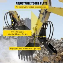 VEVOR 24 inch Hydraulic Backhoe Excavator Thumb Attachments Weld On 1/2in Teeth Thick Steel Plate Assembly 12MM Bolt-On Design with Hydraulic Cylinder