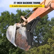 VEVOR 27" Backhoe Thumb, 1/2" Teeth Thickness Heavy Duty Excavator Thumb, Black Steel Weld On Thumb Attachments with 12mm Bolt-On Design Adjustable Mini Thumb for Boom Tractor Excavator