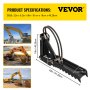 VEVOR Backhoe Thumb 32 inch Hydraulic Backhoe Excavator Thumb Attachments Adjustable Weld On 1/2Inch Teeth Thick Steel Plate 12MM Bolt-On Design with Hydraulic Cylinder
