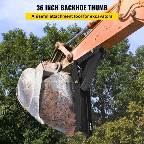 VEVOR 36 inch Backhoe Excavator Thumb Attachments Adjustable Extreme Weld On Backhoe Thumb Hoe Clamp 1/2Inch Teeth Thick Steel Plate 16MM Assembly Bolt-On Design