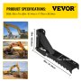 VEVOR 36 inch Backhoe Excavator Thumb Attachments Adjustable Extreme Weld On Backhoe Thumb Hoe Clamp 1/2Inch Teeth Thick Steel Plate 16MM Assembly Bolt-On Design