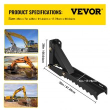 VEVOR Backhoe Excavator Thumb Attachments, 36 inch  Adjustable Extreme Weld On Backhoe Thumb Hoe Clamp 1/2 Inch Teeth Thick Steel Plate 16MM Assembly Bolt-On Design