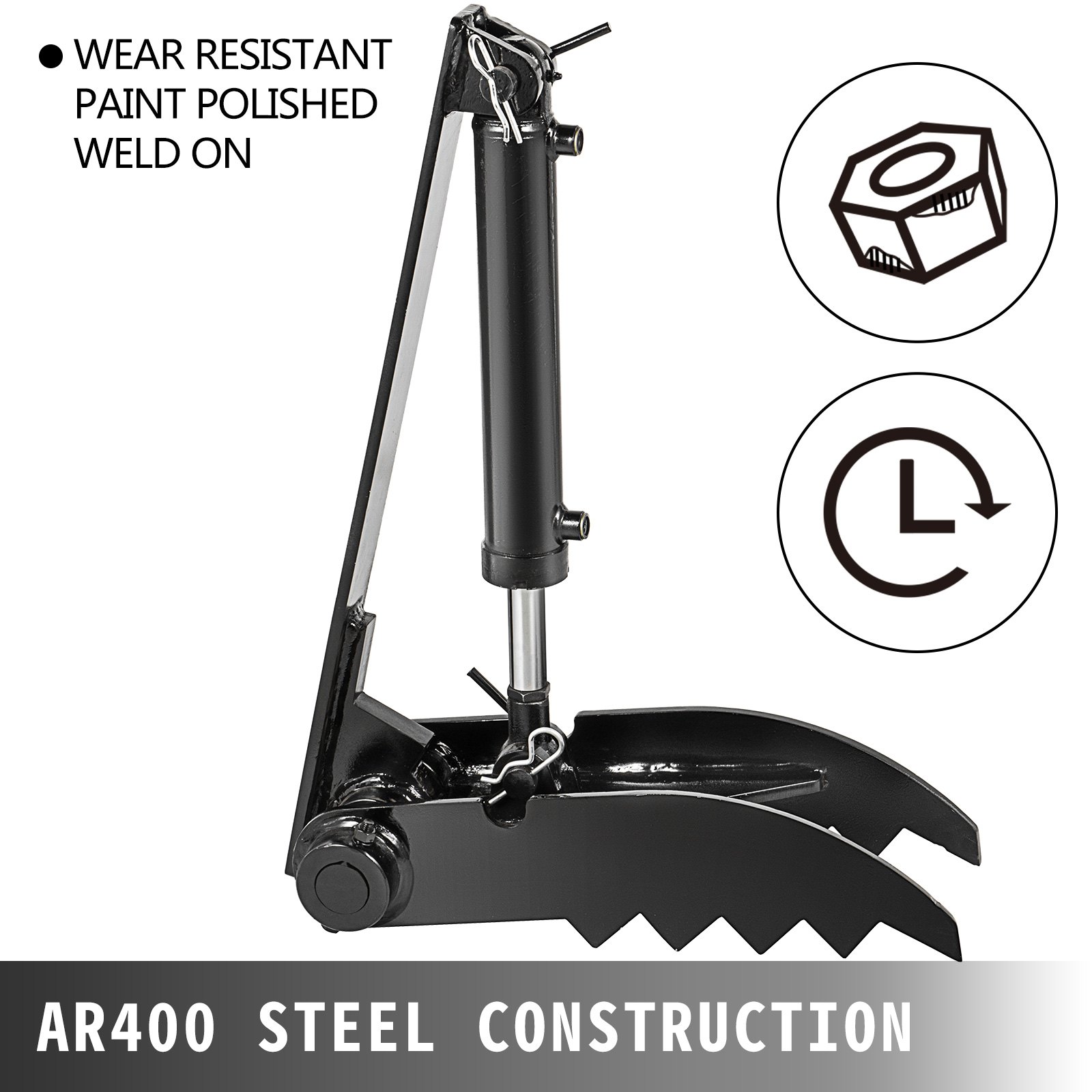 VEVOR Backhoe Thumb Heavy Duty Hydraulic Excavator Thumb, 8"x30" Weld On Backhoe Thumb, 2-Teeth 6000-10000lb Excavator Thumb Attachment, AR400 Steel Excavator Thumb for Backhoe, Excavator, Tractor