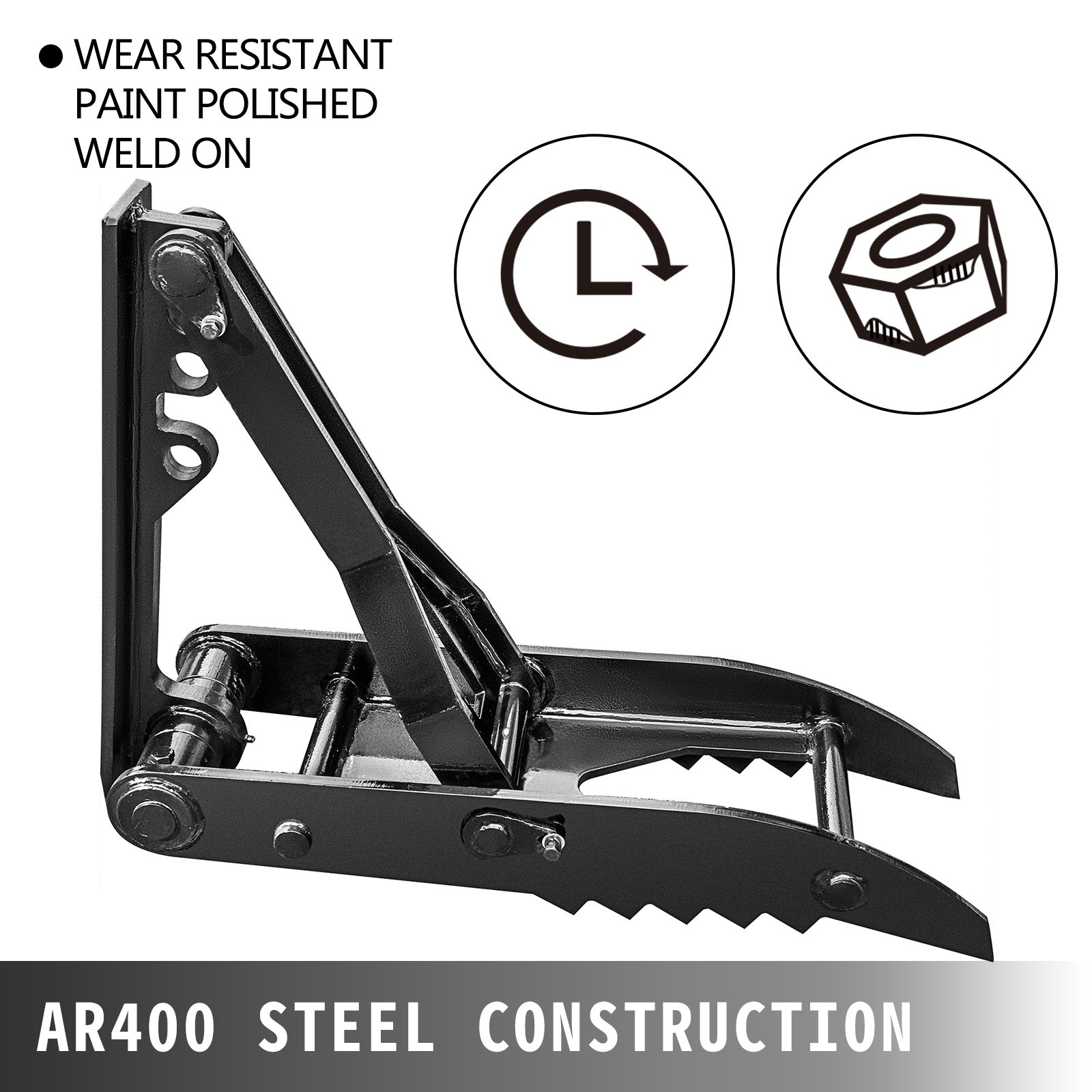 VEVOR Backhoe Thumb Heavy Duty Excavator Thumb, 12”x40” Weld On Backhoe Thumb, 2-Teeth 13000-19000 lbs Excavator Thumb Attachments, AR400 Backhoe Steel Excavator Thumb for Backhoe, Excavator, Tractor