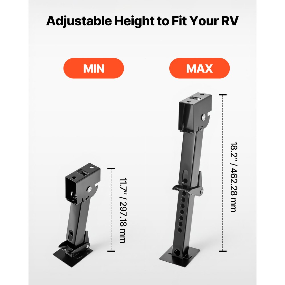VEVOR Telescoping Stabilizer Jack, 2PCS Telescoping Folding Trailer Jack, Trailer Swing Down Stabilizer Jack for RV Trailer, Supports 1000lbs Capacity Each, Adjustable from 11.7 inch to 18.2 inch