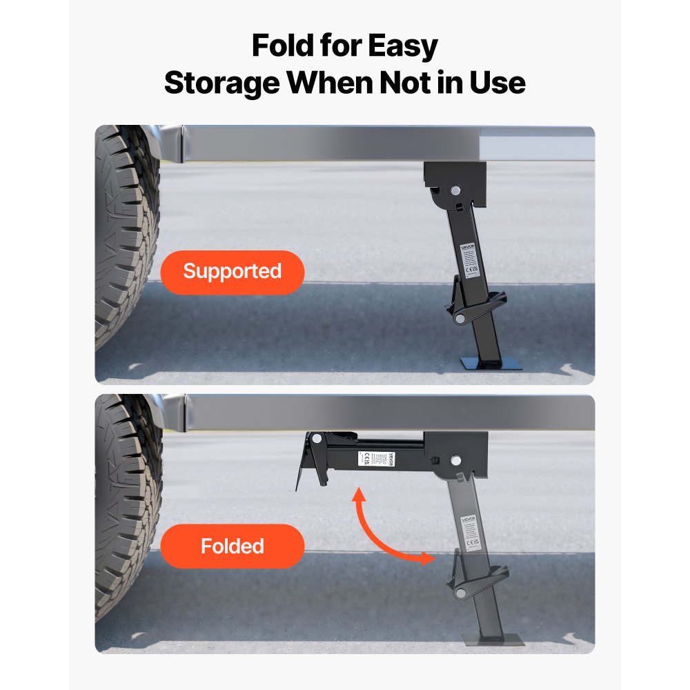 VEVOR Telescoping Stabilizer Jack, 2PCS Telescoping Folding Trailer Jack, Trailer Swing Down Stabilizer Jack for RV Trailer, Supports 1000lbs Capacity Each, Adjustable from 11.7 inch to 18.2 inch