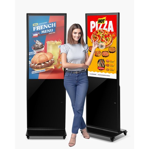 VEVOR 43 Inch Digital Signage Display, Non-touchscreen Digital Kiosk, Indoor Floor Standing Kiosk Display, 2K UHD LCD Screen, 2GB RAM & 32GB ROM, with WiFi HDMI/USB Input, Advertising Display