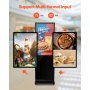 VEVOR 43 Inch Digital Signage Display, Non-touchscreen Digital Kiosk, Indoor Floor Standing Kiosk Display, 2K UHD LCD Screen, 2GB RAM & 32GB ROM, with WiFi HDMI/USB Input, Advertising Display