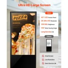 43" Digital Signage Display Non-touch Screen 2K UHD LCD Floor Standing Kiosk
