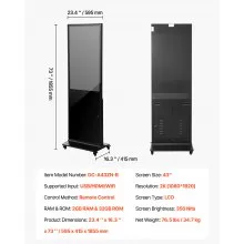 43" Digital Signage Display Non-touch Screen 2K UHD LCD Floor Standing Kiosk