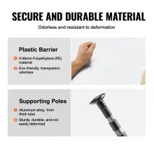 VEVOR Dust Barrier Poles, Carry Bag, 10 Ft Poles with 4 Telescoping Poles, and 32.8x13.12 Ft Plastic Film, for Interior Decoration and Painting Projects