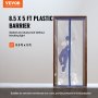VEVOR Dust Barrier, 8.5 x 5 Ft Dust Barrier Door Kit, with Magnetic Self-Closing Zipper, PE Construction Door Cover for Dust Containment, Reusable Dust Protection Wall for Living Room Bathroom Remodel