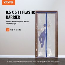 VEVOR Dust Barrier 8.5 x 5 Ft Dust Barrier Door Kit with Magnetic Self-Closing