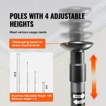 VEVOR Dust Barrier Poles, 10 Ft Barrier Poles, Dust Barrier System with 4 Telescoping Poles, Carry Bag and 32.8x13.12 Ft Plastic Film, for Interior Decoration, Painting