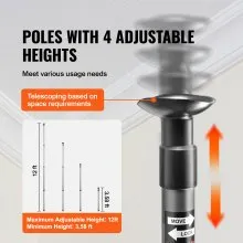 VEVOR Dust Barrier Poles, 12 Ft Barrier Poles, Dust Barrier System with 4 Telescoping Poles, Carry Bag and 32.8x13.12 Ft Plastic Film, for Interior Decoration, Painting