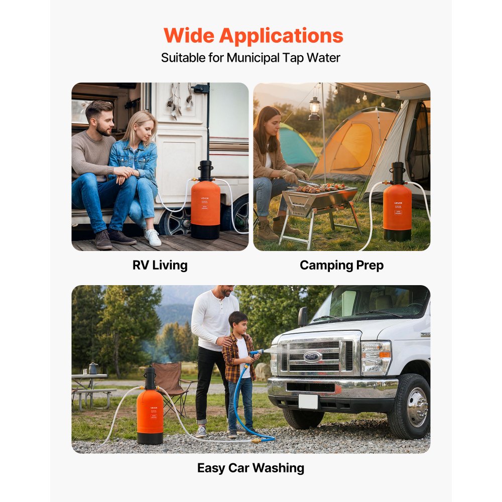 VEVOR RV Water Softener, 16,000 Grain, Portable Water Softener with Filter System, NPT 3/4" Fittings, Food-Grade Resin, Quick Connect, for RVs, Trailers, Boats, Mobile Car Washing, Pressure Washing