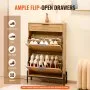 VEVOR Rattan Shoe Cabinet Shoe Organizer with 2 Flip Drawers & 1 Slide Drawer