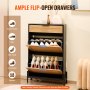 VEVOR Rattan Shoe Cabinet Shoe Organizer 2 Flip Drawers & 1 Slide Drawer Black