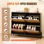 VEVOR Rattan Shoe Storage Cabinet Shoe Storage Organizer with 4 Flip Drawers
