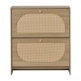 VEVOR Rattan Shoe Cabinet, 16 Pairs, 2 Flip Drawers, Adjustable Shelves for Entryway, Hallway and Living Room, Freestanding Narrow Shoes Wooden Rack, with 36 kg Top Surface and Tip-Over Restraint