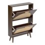VEVOR Rattan Shoe Cabinet, 6-Pair Shoe Organizer, 2 Flip Drawers, Slim for Entryway, Hallway and Living Room, Freestanding Narrow Shoes Wooden Rack, with 36 kg Top Surface and Tip-Over Restraint