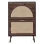 VEVOR Rattan Shoe Cabinet, 6-Pair Shoe Organizer, 2 Flip Drawers, Slim for Entryway, Hallway and Living Room, Freestanding Narrow Shoes Wooden Rack, with 36 kg Top Surface and Tip-Over Restraint