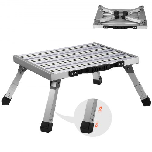 VEVOR Step Stool 1-Step 150KG Capacity, Folding Alumium Alloy Step Ladder Adjustable Height, Portable Toddler Step Stools for Adults, Non-Slip Sturdy Step Ladders for Office, RVs, Bathrooms,Bedrooms