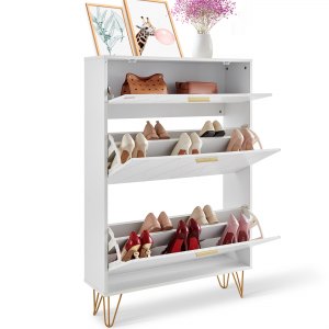 47.24 in. H 18-Pairs White 8-Tire MDF Shoe Rack Large Capacity Shoe Storage  Organizer