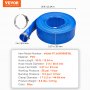 VEVOR Backwash Hose, 2 in x 50 ft, Heavy-Duty PVC Flat Pool Discharge Hose with Clamps, Weather and Burst Resistant, Compatible with Pumps, Sand Filters, for Swimming Pools Waste Water Draining, Blue
