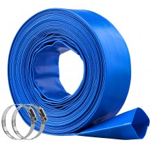 VEVOR Backwash Hose, 2 in x 50 ft, Heavy-Duty PVC Flat Pool Discharge Hose with Clamps, Weather and Burst Resistant, Compatible with Pumps, Sand Filters, for Swimming Pools Waste Water Draining, Blue