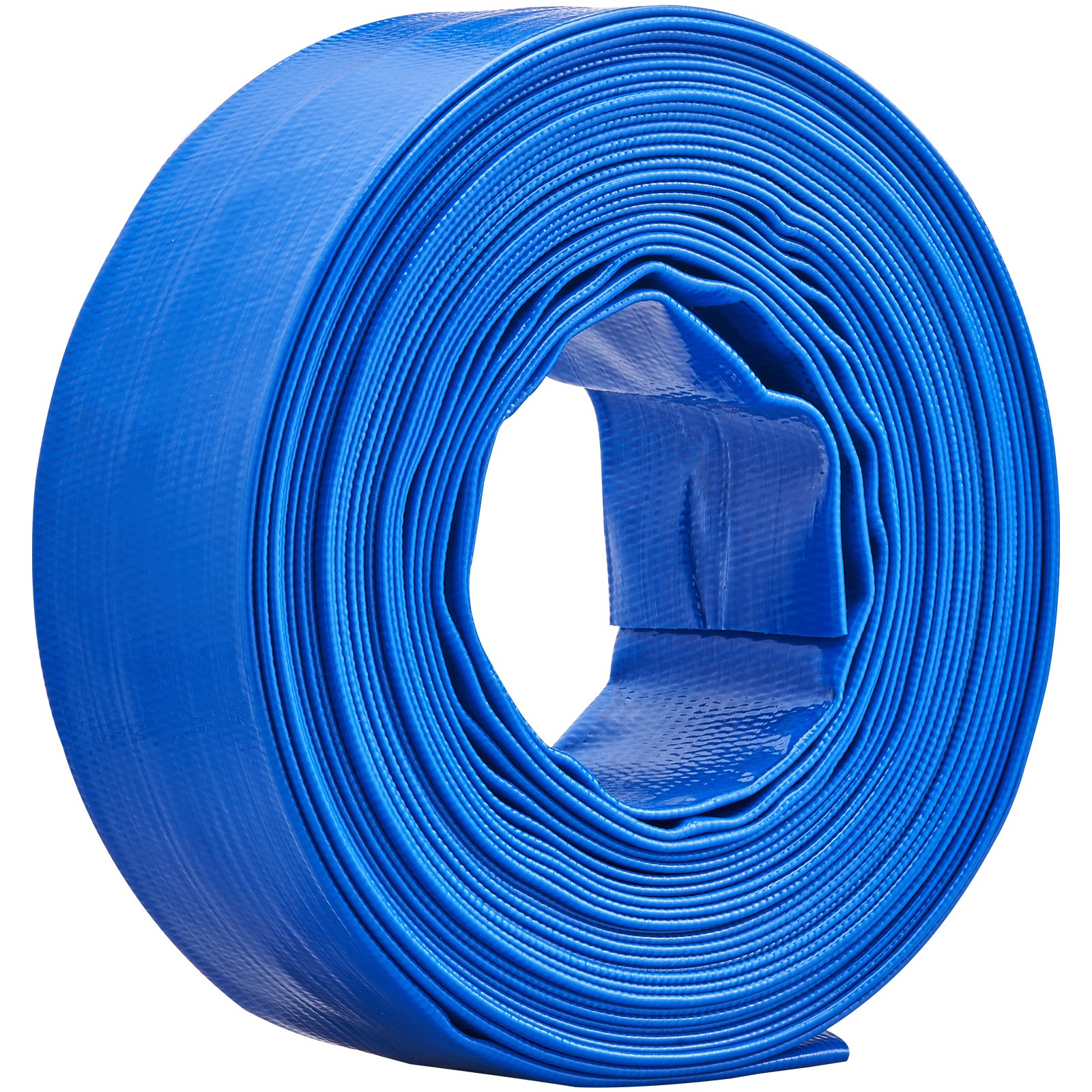 VEVOR Backwash Hose, 2 in x 50 ft, Heavy-Duty PVC Flat Pool Discharge Hose with Clamps, Weather and Burst Resistant, Compatible with Pumps, Sand Filters, for Swimming Pools Waste Water Draining, Blue
