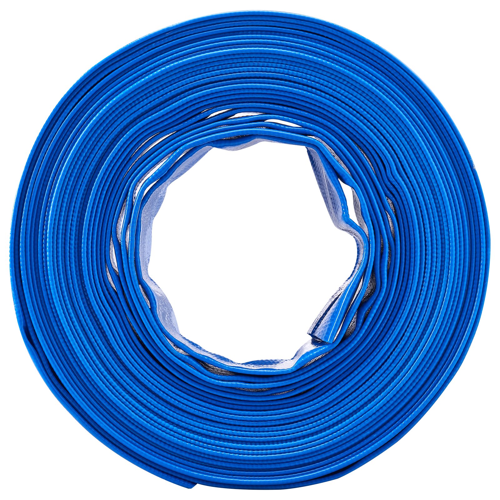 VEVOR Backwash Hose, 2 in x 50 ft, Heavy-Duty PVC Flat Pool Discharge Hose with Clamps, Weather and Burst Resistant, Compatible with Pumps, Sand Filters, for Swimming Pools Waste Water Draining, Blue