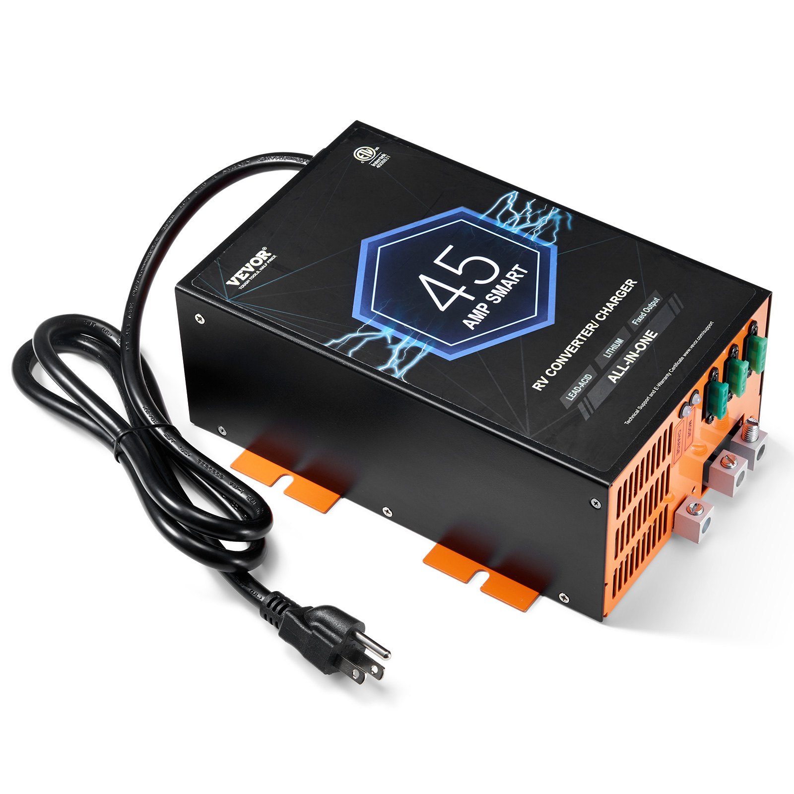 VEVOR RV Converter, 45 Amp, 110V AC to 12V DC RV Power Converter Battery Charger with 4 Stage Smart Charging 13V to 16.5V Adjustable Operating Range, Compatible with Lithium Lead Acid Battery, ETL
