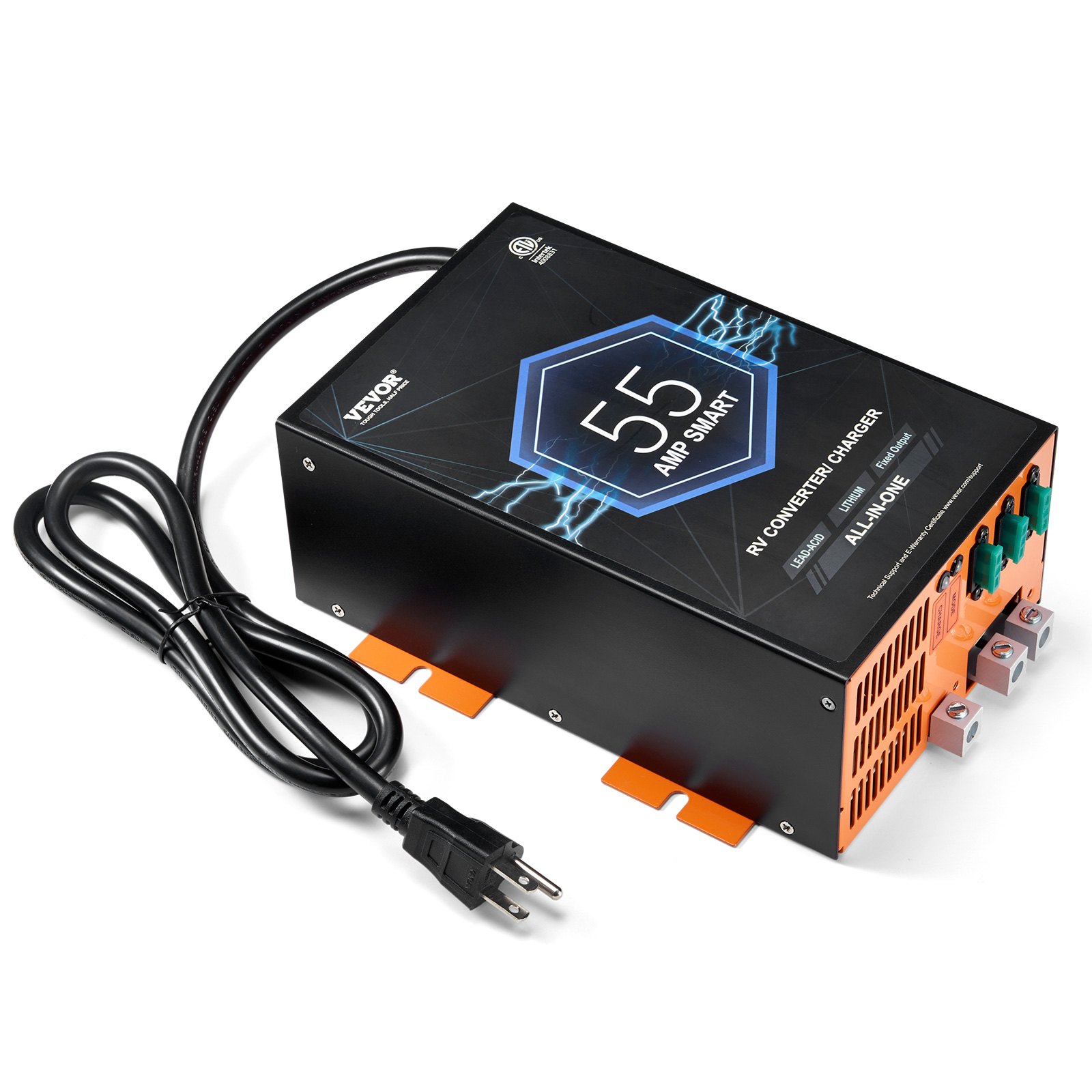 VEVOR RV Converter, 55 Amp, 110V AC to 12V DC RV Power Converter Battery Charger with 4 Stage Smart Charging 13V to 16.5V Adjustable Operating Range, Compatible with Lithium Lead Acid Battery, ETL