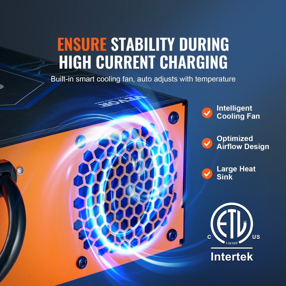 VEVOR RV Converter, 80 Amp, 110V AC to 12V DC RV Power Converter Battery Charger with 4 Stage Smart Charging 13V to 16.5V Adjustable Operating Range, Compatible with Lithium Lead Acid Battery, ETL